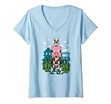 22MCFT00065A-001 Mujer Minecraft Farm Animal Stack Poster Camiseta Cuello V