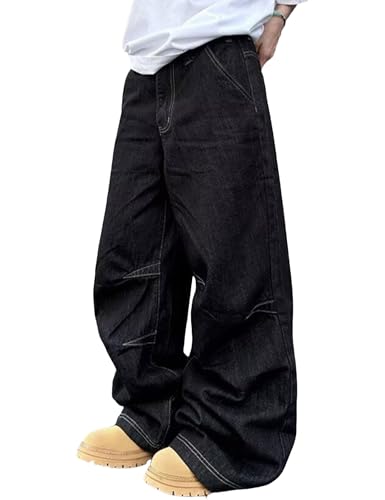 パンツ BTSG Wide Denim Baggy Pants Unisex Y2K Amazon.com: Y2k Hip Hop Baggy Jeans Wide Leg Denim Pants