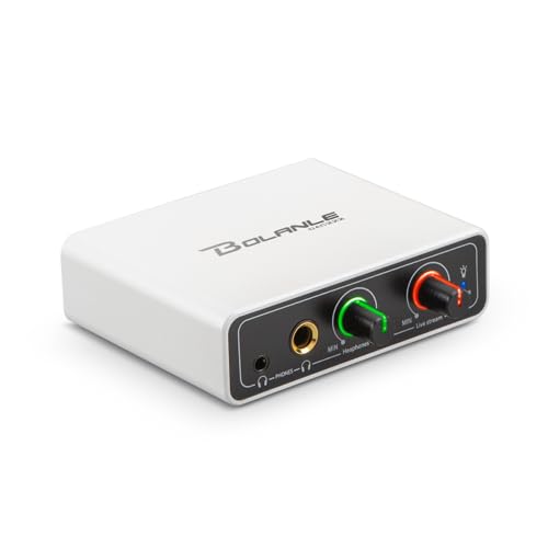 Bolanle DAC USB OTG Audio Interface for Live Streaming, 3.5mm AUX Input to USB-C Phone Adapter, Stereo Sound Card for iPhone Android, Connect Mixer to Mobile for TikTok YouTube Instagram Recording