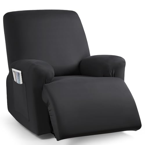 Image of TAOCOCO Stretch Recliner Couch Covers 3-Pieces Style Recliner Chair Covers Recliner Cover for Reclining Chair Slipcovers Feature Fitted Soft Washable (1 Seat, Black)