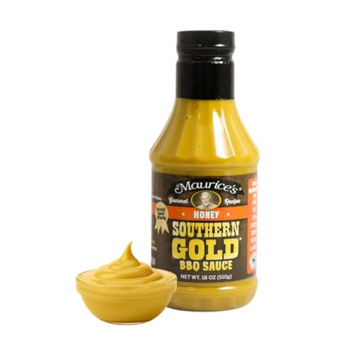Maurice’s Southern Gold BBQ Sauce, Honey Flavor – Carolina Gold Barbecue Sauce with Sweet Flavor – Authentic Carolina Barbeque Dressing – Mustard–Based Honey BBQ Sauces, 18oz