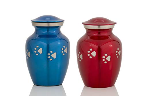Enshrined Memorials Cremation Urn for Ashes - Cerberus Series Affordable Brass Handcrafted Pets Dogs Cats Funeral Burial Small 6 inch Paw Prints