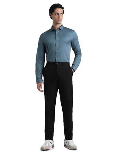 Image of Jack & Jones Men's Cotton Slim Fit Solid Opaque Checked Spread-Collar Casual Shirt