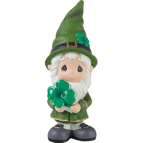 Precious Moments St. Patrick's Day Figurine | I’m Lucky and I Gnome It Resin Figurine | Gnome with Lucky Shamrock | Home Decor & Gift | Hand-Painted Cover