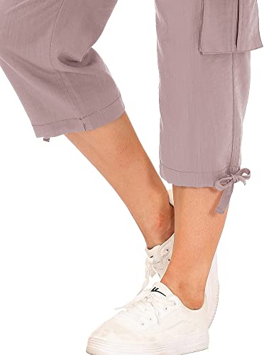 Image of MoFiz Womens Capris with Pockets Loose Fit Casual Capri Pants Dressy Lightweight Ladies Baggy Cargo Pants for Hiking