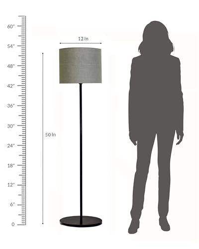 Image of Homesake Modern Floor Lamp for Living Room Traditional Farmhouse Boho Floor Lamp Mid-Century Pole Lamp with Linen Lamp Shade Modern Bohemian Corner Lamp for Living Room Bedroom Office (Gray)