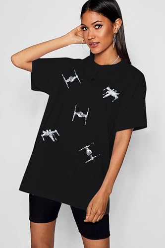 Sequin The Way Shirt for Women Star Fans Tshirt May The Be with You Tee Magical T-Shirt Oversized Short Sleeve Top4