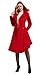 QZUnique Long Trench Pea Coat for Women - Wool Winter Trench Coat Goth Lapel Peacoat Outwear Thick Hood Pea Jacket Trenchcoat