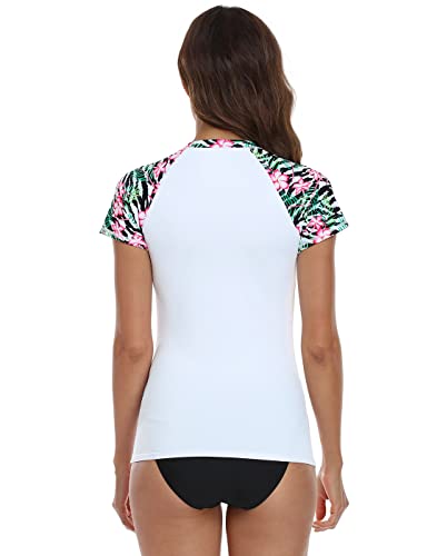 Lrd Women's Short Sleeve Rash Guard Shirts Upf 50 Quick Dry Active Swim Shirt Tropical Zebra - Xl #TOP5