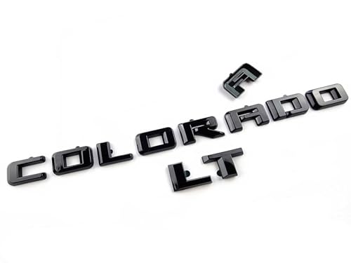Image of Overlay Door Rear Emblems Letters 3D Badge Nameplate Replacement for 2023+ Colorado 3PCS (LT Version Gloss Black)