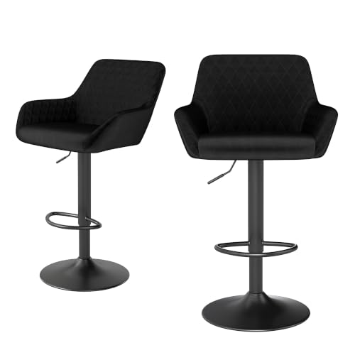 ralex-chair Barhocker 2er Set, Höhenverstellbar Tresenhocker, Schwarz