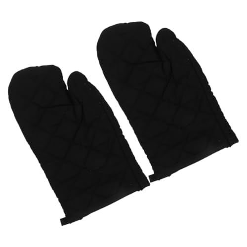 Abaodam 2 Piezas Guantes Anti escaldaduras Guante de microondas Soportes para ollas a la Parrilla Accesorios para Hornear para Mujeres Guantes de Horno poliéster algodón Negro