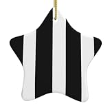 Weihnachten Keramik Sternförmige Ornamente YYHHAOFA Streifen Schwarz Weiß Bild Weihnachtsbaum Zubehör für Einkaufszentren, Fenster und Büros