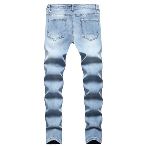 Ripped Jeans for Men Fashion Vintage Washed Lounge Pants Skinny Distressed Destroyed Slim Fit Straight Leg Denim Pants2