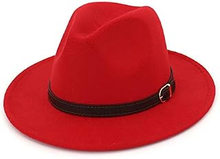 Fange Men & Women Panama Hat Classic Wide Brim Fedora Hat with Belt Buckle