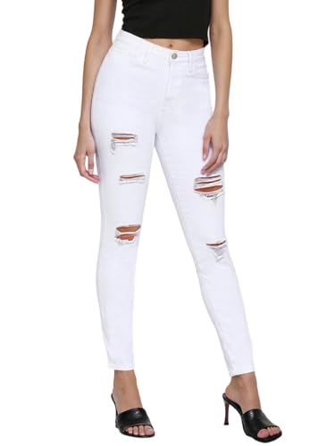 Skinny Jeans for Women Stretchy-Hip Lifting high Waisted Ripped Boyfriend Jeggings with Holes