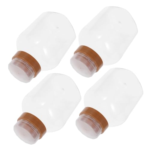POPETPOP 4pcs Clear Plastic Honey Dispenser Bottles with Lids Leak-Resistant Kitchen Essential for Honey Jam Spices Transparent Containers for Culinary Sweetness