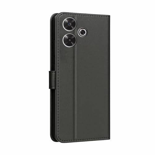 Image of AIBEX Shock Proof Flip Compatible for Poco M6 Plus 5G / Redmi 13 5G Flip Cover Leather Finish | Inside TPU with Card Pockets | Wallet Stand | Complete Protection Flip Case Black