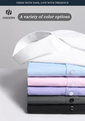 Image of HISDERN Mens Dress Shirt with Tie Pocket Square Set Classic Button Down Shirt Matching Tie Long Sleeve Shirts
