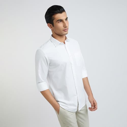 Image of Park Avenue Men's Polyester Blend Plain Regular Fit Formal Shirt