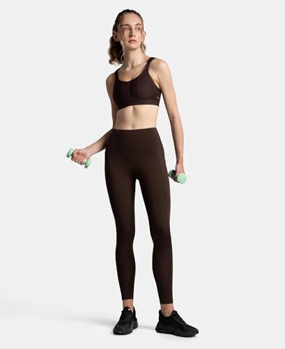 Image of Jockey MW68 Women's Microfiber Elastane Stretch Performance 7 /8th Leggings with Broadwaistband & Back Pocket Coffee XXL