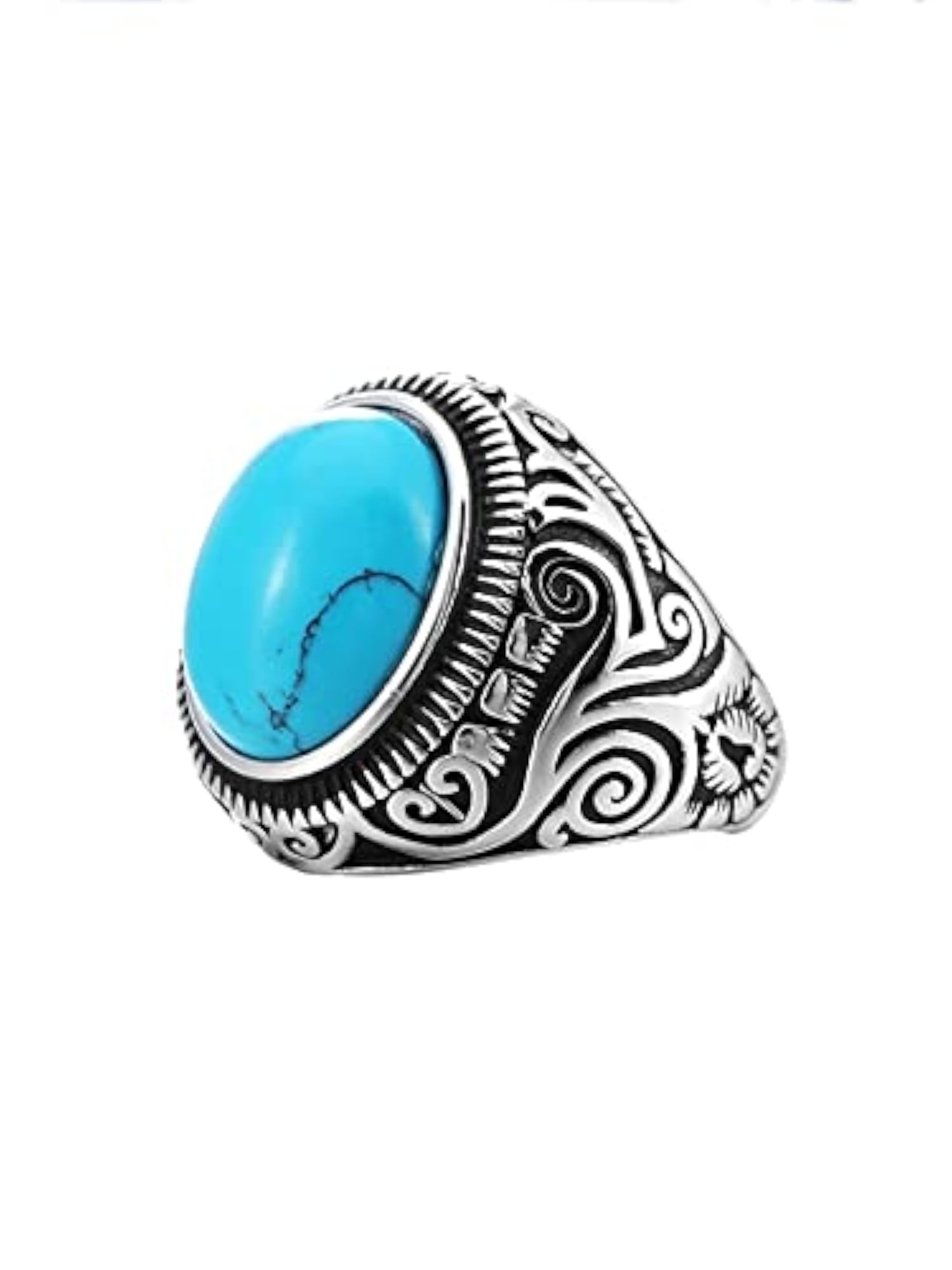 Stainless Steel Silver Stoned Band Ring (Style-5)