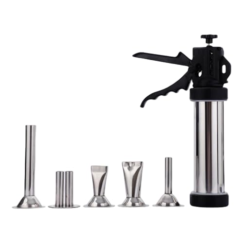 Montesy Manual Sausage Maker with 5 Nozzles Food Grade Metal Meat Filler Kitchen Sausage Stuffer Hand Operated Filling Tool