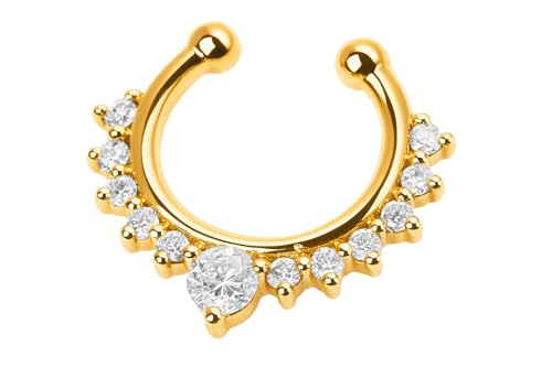 Image of RUVEE Nose & Ear Clip Titanium Plated Pin Non Pierced Just Press for Women & Girls Septum Ring