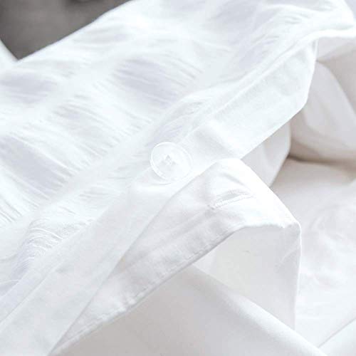 Lausonhouse Cotton Duvet Cover Set, 100% Cotton Woven Seersucker Stripe Duvet Cover With 2 Pillowshams,3 Pieces Bedding Set - King - White #TOP4