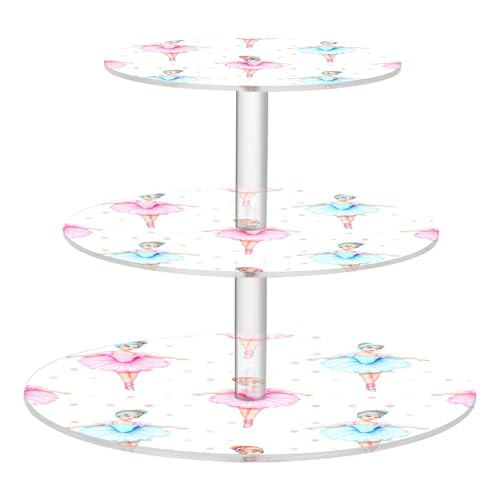 PYBUG Ballerina Girls 3 Tier Acrylic Cupcake Stands Tower,Dessert Table Display Set for Tea Party,Wedding,Birthday, Baby Shower