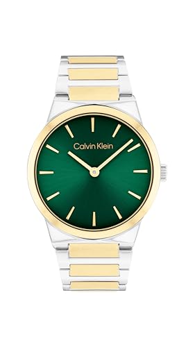 Calvin Klein Ck Linear Elegance Qtz Basic Slim Green Round Dial Watch Stainless Steel Material Multi Color Ban