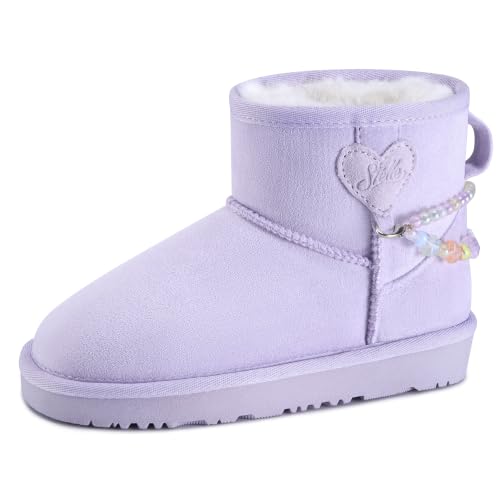 Image of Stelle Girls Winter Boots Warm Fur Lined Snow Boots | DIY Beaded Decoration,Cozy & Lightweight,Faux Suede Upper,Easy Pull-On,Non-Slip TPR Outsole,For Toddlers,Little Big Kids