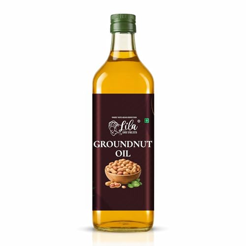 Image of LILA DRY FRUITS Groundnut Oil 500 ML Cold Pressed Peanut Oil for Cooking Natural Moongfali ka Tel for Frying, Tadka & Daily Kitchen Use, Kacchi Ghani Cholesterol Free Ground Nut Oil Chemical-Free