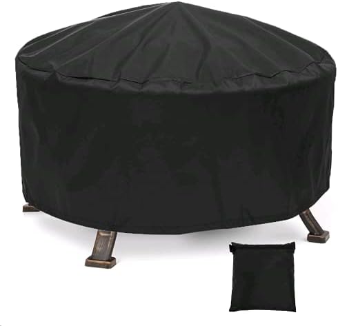 Fire Pit Cover Round for 26Inch-36Inch Fire Pit Waterproof Firepit Cover Heavy Duty Thick PVC Coating with 2Air Vents Fire Place Cover All-Season Protection Outdoor Fire Bowl Cover