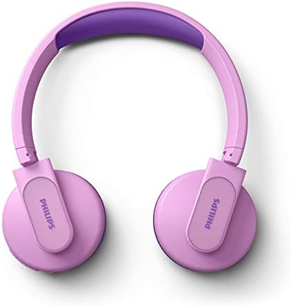 Philips Kids Wireless On-Ear Headphones, Volume Limited Wireless Bluetooth Kids Headphones, Children Wireless Headphones, 28 Hours Play Time, Colourful Design & Lightweight, Pink & Purple with Lights