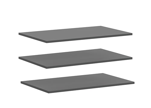 xonox.home – Einlegebodenset 77x2x33 cm in Anthrazit – 3-teiliges Set aus Einlegeböden zur Erweiterung Ihrer Schrankorganisation – Robuste Ablagefächer für eine strukturierte Aufbewahrung