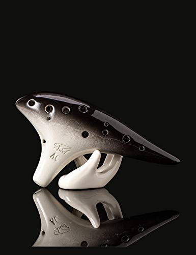 “Ocean Notes” 12 Hole Sweet Potato Ocarina Graceful Shape Pottery Ocarina In Alto C (Gradient Black) #TOP1