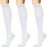 3 Paar Weiß Kompressionsstrümpfe Kompressionssocken Compression Socks Strümpfe Kompression Laufsocken Thrombosestrümpfe für Damen Herren, Sport, Laufen, medi, Flug, Reisen