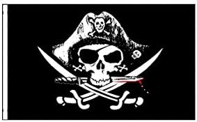 7 Ft ATV Deadmen's Chest Safety Flag with One Piece 1/4" White Pole with Mounting Hardware