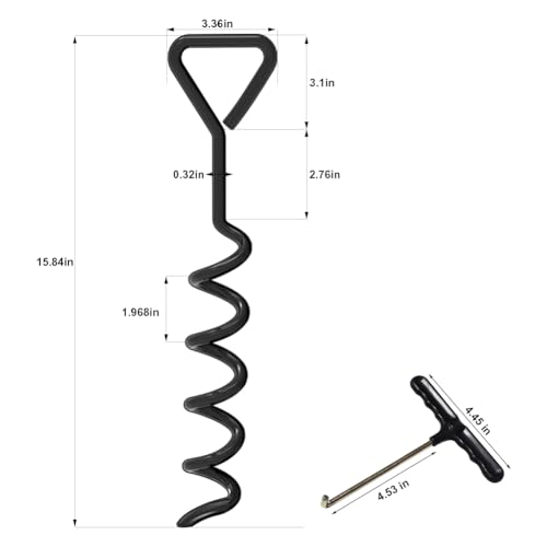 EURMAX USA 4-Pack Windproof Trampoline Stakes Anchor Kit-Steel Corkscrew Anchor,Heavy Duty Tie Down Kit with T-Hook&Reinforced Safety Straps,Secure Weatherproof Protection for Trampoline,Tent&Playset by Eurmax - Image 5