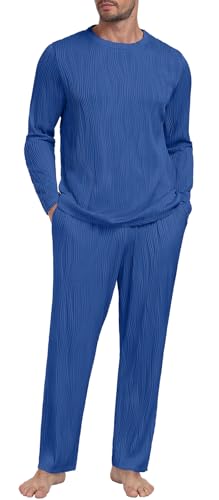 PrinStory Men's Pajama Set Soft Long Sleeve Shirts and Pants Mens Pjs Loungewear 2025 Outfits2