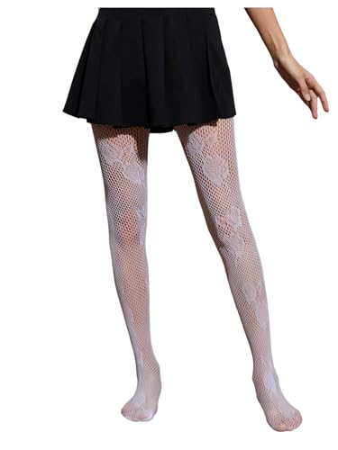 Image of Milumia Women's Floral Lace Fishnet Tights Rose Pattern Sheer Mesh Pantyhose Stockings