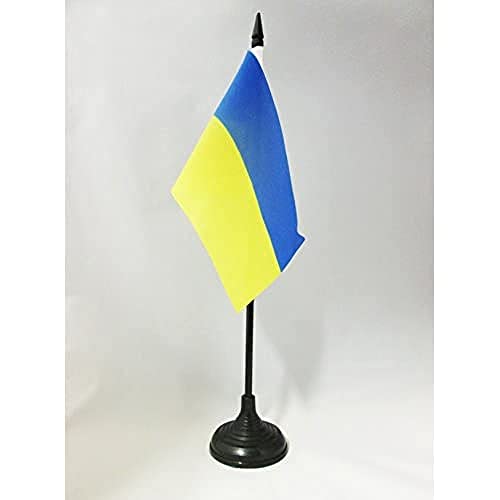 AZ FLAG - Tischflagge Ukraine - 15x10 cm - Ukrainische Tischfahne 10 x 15 Cm - Flaggen