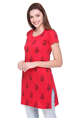Image of In Love Women's Printed Cotton Plus Size Longline T-Shirt Half Sleeve with Pockets Pack of 2