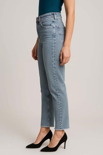 Image of KOTTY Women's Solid|Fit and Flared Fitting|Ankle Leg Style|High Rise|Stechable|Casual Jeans