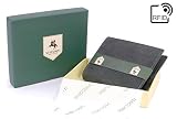Visconti - Mały Skórzany Portfel Męski Bifold - 6 Kieszeń na Karty Kredytowe - z Ochroną RFID - W Pudełku Upominkowym - 705 Arrow - Olejowy Zielony
