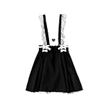Pokn Jirai Kei Fashion Lolita Bow Skirts Overall Kwaii Style Short Mini Skirt Gothic Cutecore Tenshi Kawaii Shoujo Clothes (Black,One Size)