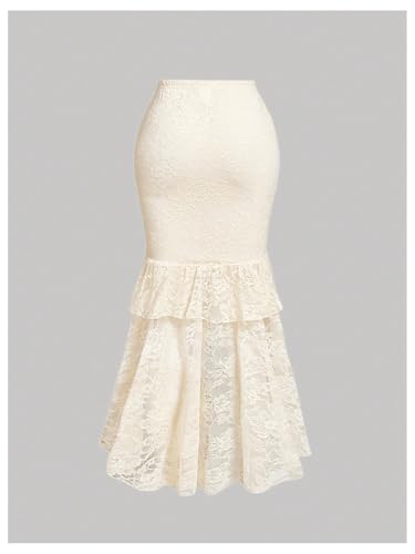 Verdusa Women's Western Lace Layered Ruffle Skirt Vintage High Low Maxi Skirts2