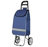 Carrito de la compra plegable portátil, remolque de equipaje con ruedas de goma resistentes al desgaste, ideal para calles y supermercados (azul)