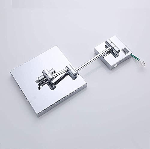 Miroir de rasage de maquillage LED extensible miroir mural carré